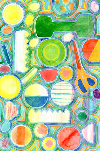Picturesque Shapes Pattern with a Scissors 