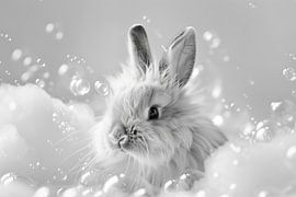 Een konijn in de badkamer - een charmante badkamerfoto voor je wc van Poster Art Shop