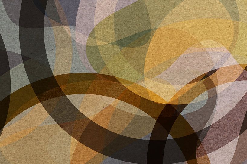 Retro geometry. Modern abstract organic shapes in pink, yellow, green, brown by Dina Dankers