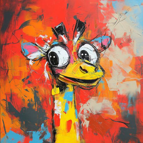 Vrolijke Giraffe in Kleurrijke Stijl