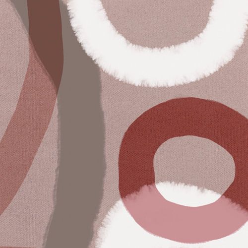 Abstracte pastelvormen in roze, rood, beige en wit