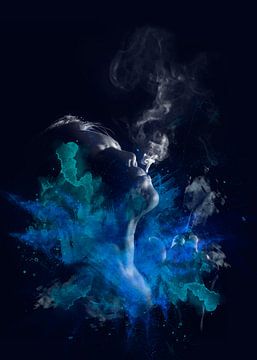 Rokende vrouw in het blauw van Alex Neumayer