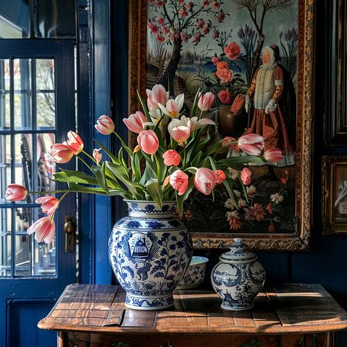 Tulpen boeket vaas kamer stilleven luxe nostalgie