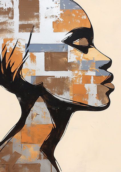 Frauenprofil | Umriss der Moderne von Wunderbare Kunst