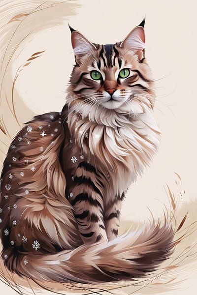Chat majestueux aux yeux verts par Art & Soul Creations