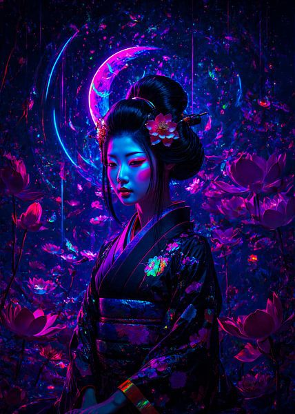 Cyberpunk Geisha Anime Japan van Ruzerin