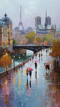 Promenade sous la pluie à Paris