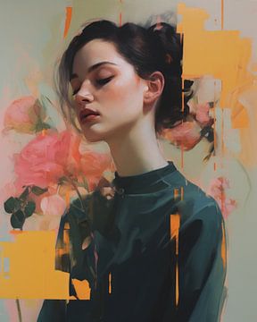 Modern portret in pastelkleuren van Carla Van Iersel