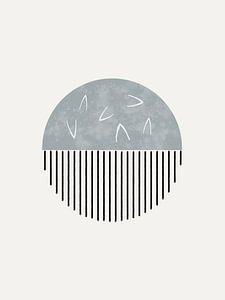 Œuvre d'art minimaliste avec une forme ronde et des lignes noires sur Imaginative