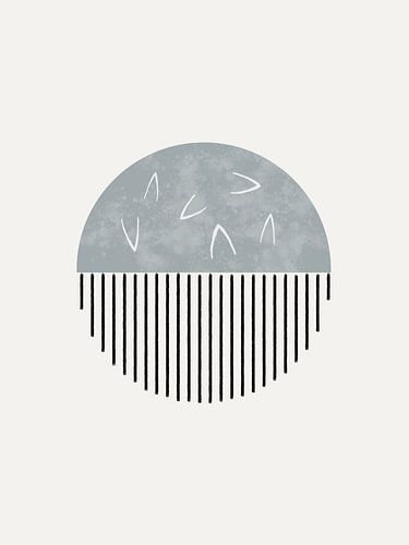 Œuvre d'art minimaliste avec une forme ronde et des lignes noires
