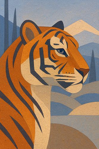 Een geometrische illustratie van een tijger.