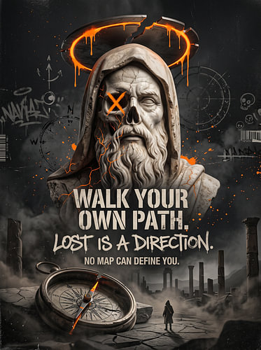 Suivez votre propre chemin. Se perdre, c'est une direction. Cyberpunk Sage - Conception graphique