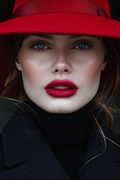 woman with hat and red lips by Egon Zitter