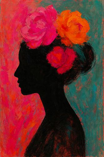 Silhouette avec splendeur florale