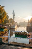 Dokkum tijdens zonsopkomst