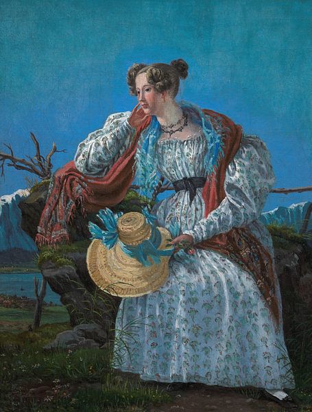 Jonge vrouw zittend in een Noors landschap, Frederik Sødring van Meesterlijcke Meesters