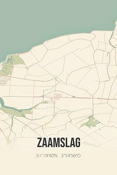 Vieille carte de Zaamslag (Zélande) sur Rezona