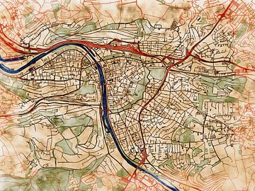 Kaart van Würzburg in de stijl 'Serene Summer' van Maporia