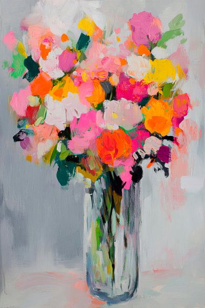 Bunte Blumenpracht im Glanz der Vase von Poster Art Shop