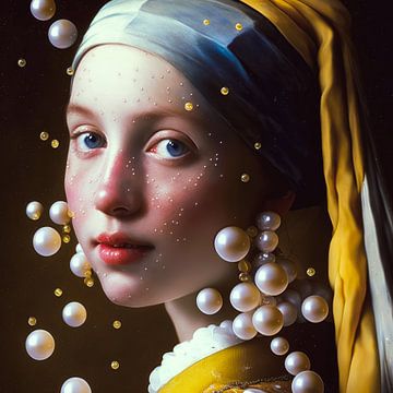 Girl with the pearls by Vlindertuin Art