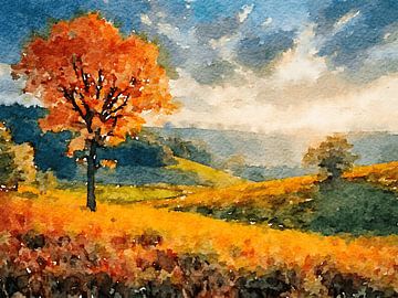 Painting with beautiful landscape by The Photo Artist