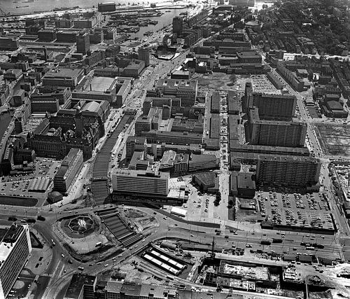 Rotterdam Hofplein Coolsingel 30-5-1963  luchtfoto