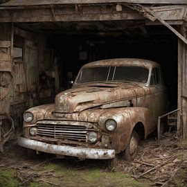 Old car in a Barn by Brian Morgan