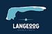 Langeoog | Design kaart | Silhouet | Minimalistische kaart van ViaMapia