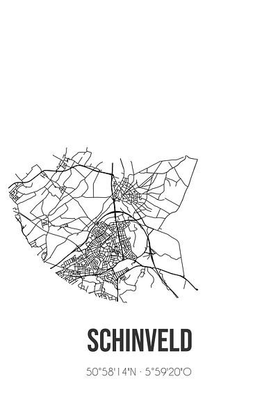 Schinveld (Limburg) | Map | Black and white by Prints of Place