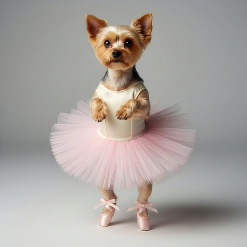 Süßer kleiner Yorkshire-Terrier im Ballettanzug