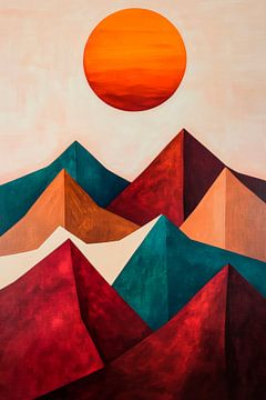 Sonnenuntergang über bunten Bergen von Poster Art Shop