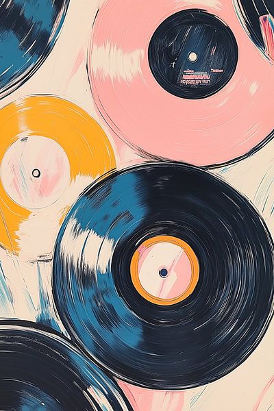 Retro Vinyl Records by Melloi Art Prints