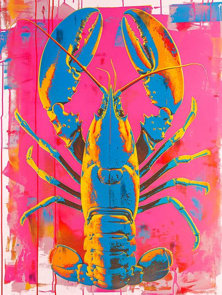 Pop art kreeft met gemengde techniek van Roger VDB
