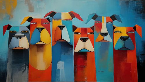 Panorama abstrait de pitbulls en colère