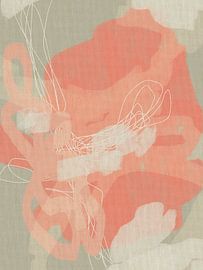 Abstract Botanical Mixed Media – Soft Pastel Brush Strokes on Linen Texture I by Dina Dankers