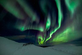 The Northern Lights in long green strips by Martijn Smeets