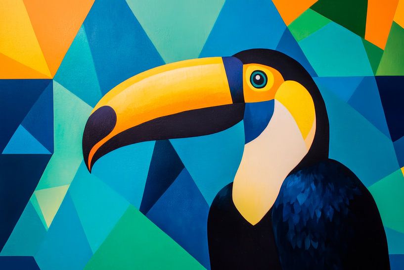Colourful toucan in geometric style by Poster Art Shop