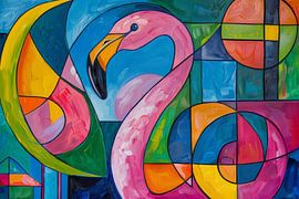 Abstracte flamingo van Poster Art Shop