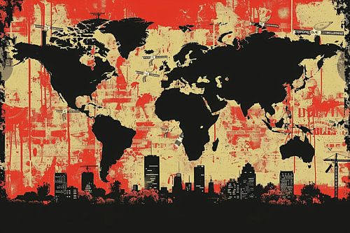 Minimalistische Wereldkaart