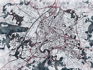 Kaart van Poitiers in de stijl 'White Winter' van Maporia