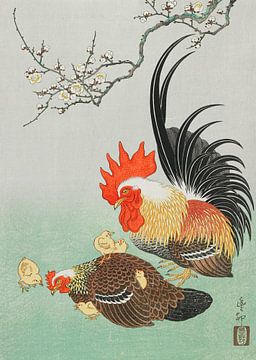 Hahn und Hühner mit Küken, Ohara Koson