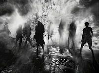 Schaumstoffsplitter und Silhouetten