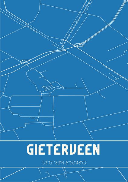 Blueprint | Map | Gieterveen (Drenthe) by Prints of Place