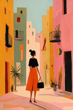 Mediterraan Straatje in Pastel van Studio BB