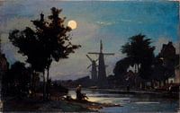 Maanlicht op het kanaal, Johan Barthold Jongkind van Meesterlijcke Meesters thumbnail