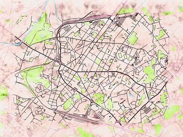 Kaart van La Louvière in de stijl 'Soothing Spring' van Maporia
