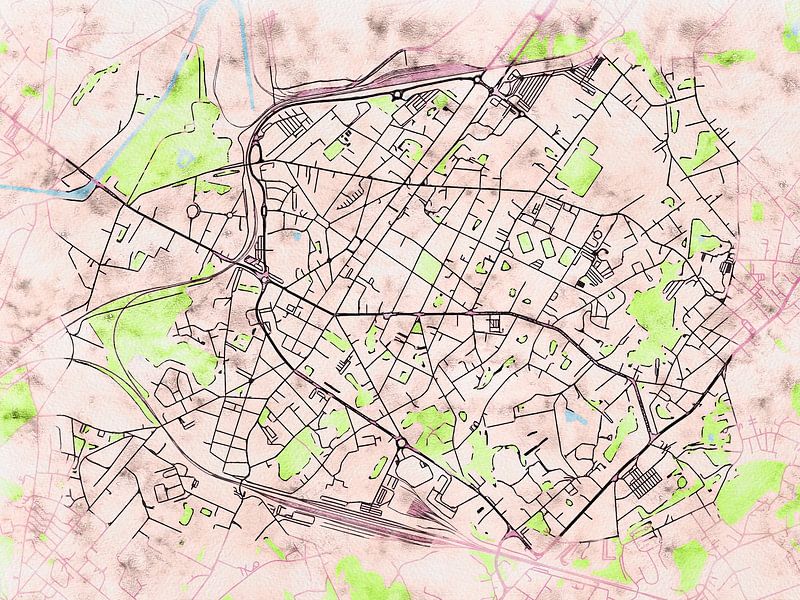 Carte de La Louvière avec le style 'Soothing Spring' par Maporia