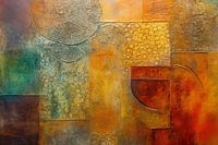Abstrakte Malerei in Herbstfarben, Orange, Gelb, Gold, Braun und Rot