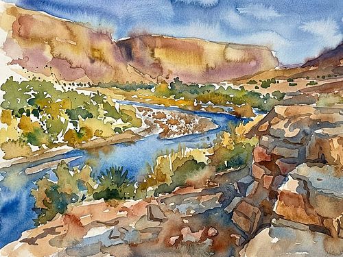 Aquarelle de la vallée de la Ziz