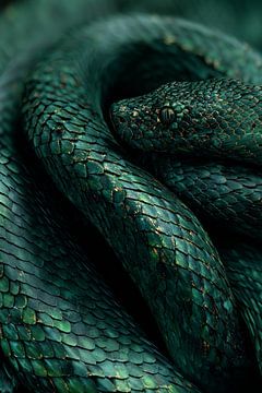 Slang in Glinsterend Groen Goudaccent in Schubbenpracht